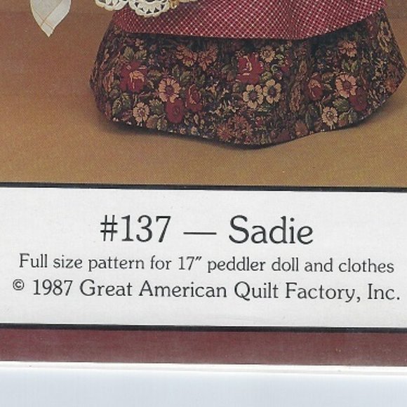 Dream Spinners 137 Peddler Doll Sadie and Clothing Pattern Uncut Vintage 1987 - Picture 3 of 5